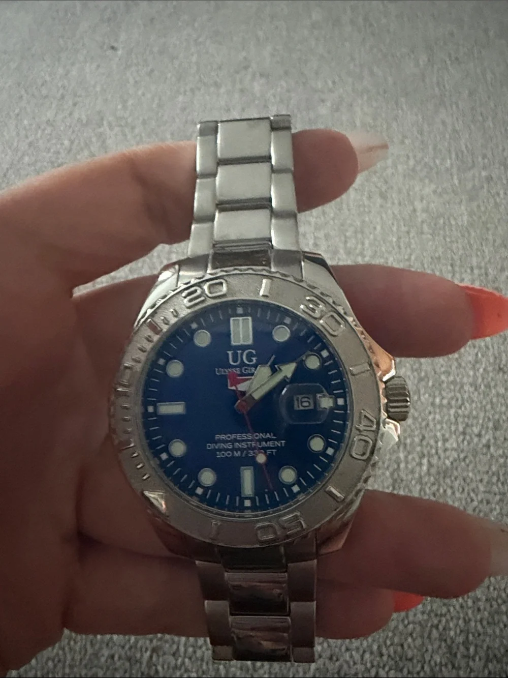 Stainless Steel Men's Dive Watch - Blue Dial